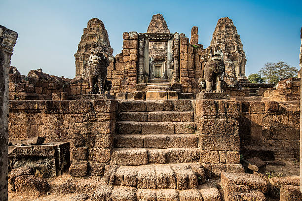 East Mebon is a 10th century temple in Angkor Cambodia. It was dedicated to Hindu Lord Shiva.